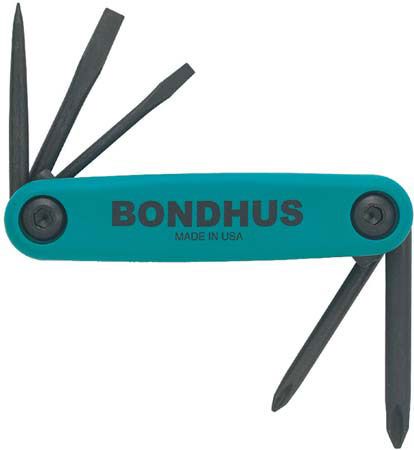 Bondhus AFU5 12545 Skladacie kľúče  (PH1, 2) + (plochý 3.2, 4.8 mm) + (hrot) 5- dielna sada