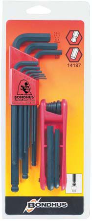 Bondhus BLF16 14187 Kľúč L / skladacie kľúče (1.5-10)+(2-8) mm INBUS s guličkou 16- dielna sada