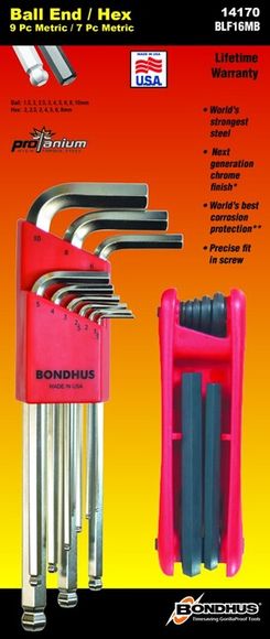 Bondhus BLF16MB 14170 Kľúč L / skladacie kľúče (1.5-10)+(2-8) mm INBUS s guličkou 16- dielna sada