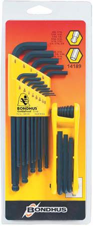 Bondhus BLF22 14189 Kľúč L / skladacie kľúče (.050-3/8)+(5/64-1/4)" INBUS s guličkou 22- dielna sada