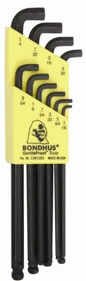 Bondhus SBLX10 16538 Kľúč L 1/16-1/4" INBUS s guličkou "STUBBY" 10- dielna sada