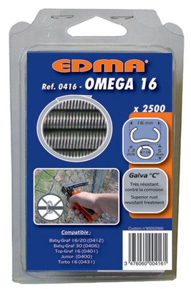 EDMA OMEGA 16 041601 Spony pozinkované 2500ks