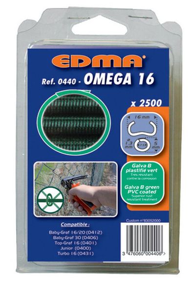EDMA OMEGA 16 044001 Spony poplastované zeleným PVC 2500ks