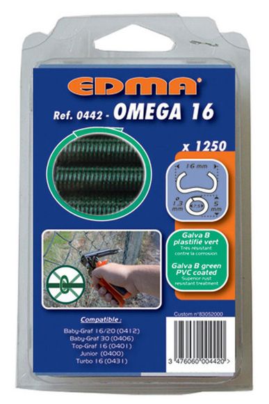EDMA OMEGA 16 044201 Spony poplastované zeleným PVC 1250ks