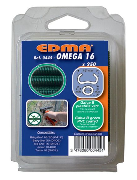 EDMA OMEGA 16 044501 Spony poplastované zeleným PVC 250ks