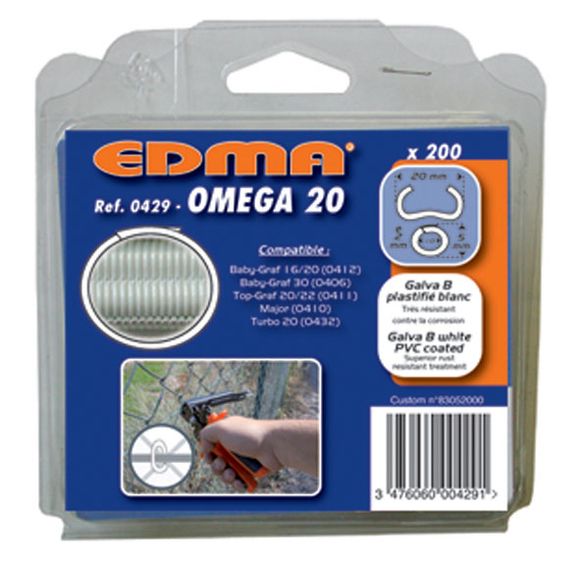 EDMA OMEGA 20 042900 Spony poplastované bielym PVC 200ks