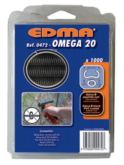 EDMA OMEGA 20 047201 Spony poplastované čiernym PVC 1000 ks