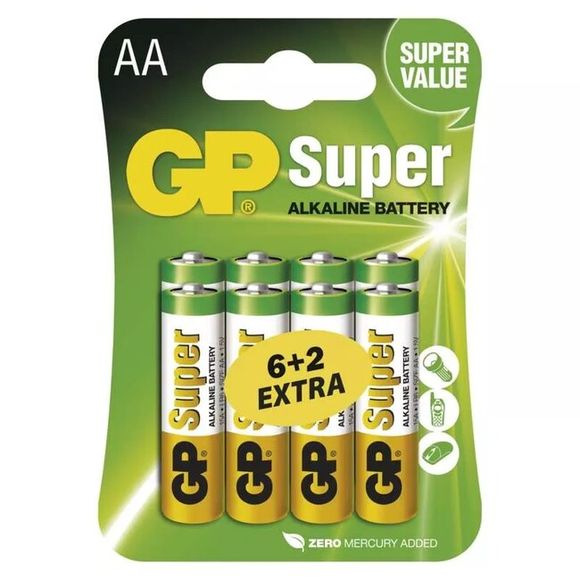 EMOS SK s.r.o. B13218 AAx6+2GPs Alkalická batéria GP Super LR6 (AA)  6+2ks zdarma