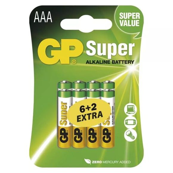 EMOS SK s.r.o. B19118 AAAx6+2GPs Alkalická batéria GP Super LR03 (AAA)  6+2ks zdarma