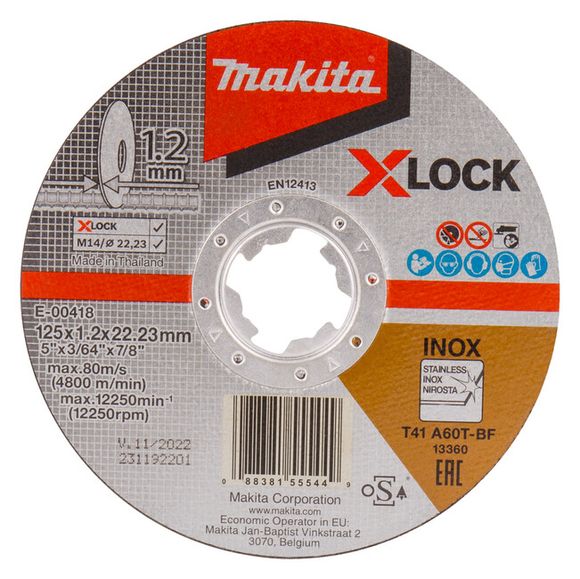 MAKITA E-00418 Kotúč rozbrusovací (deliaci) na antikoru - X-LOCK D 125x22.23x1.2 mm v balení: 10ks - MAKITA E-00418