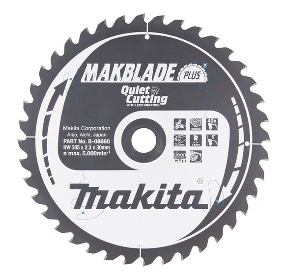 MAKITA MakBlade-Plus B-08660 Kotúč pílový D 305 x 30 mm na drevo (40 TCT zubov) 2.3 mm rez