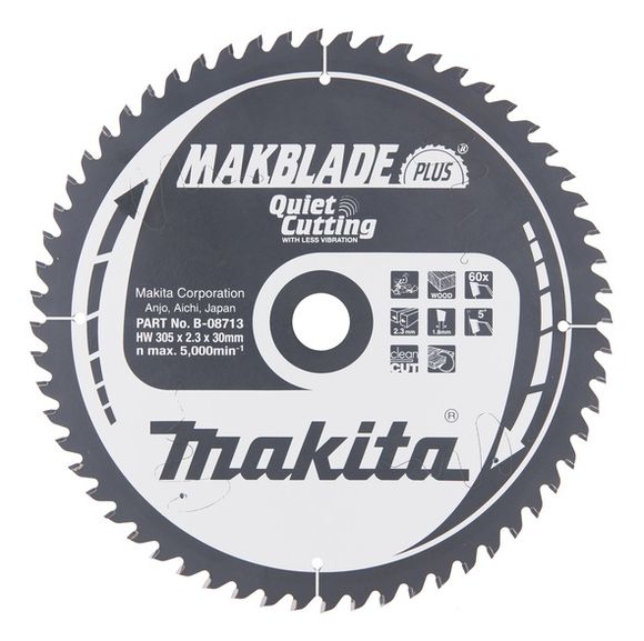 MAKITA MakBlade-Plus B-08713 Kotúč pílový D 305 x 30 mm na drevo (60 TCT zubov) 2.3 mm rez - MAKITA B-08713 / MakBlade-Plus