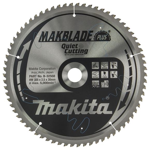 MAKITA MakBlade-Plus B-32568 Kotúč pílový D 305 x 30 mm na drevo (70 TCT zubov) 2.5 mm rez