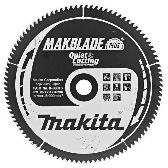 MAKITA MakBlade-Plus B-08816 Kotúč pílový D 305 x 30 mm na drevo (100 TCT zubov) 2.3 mm rez