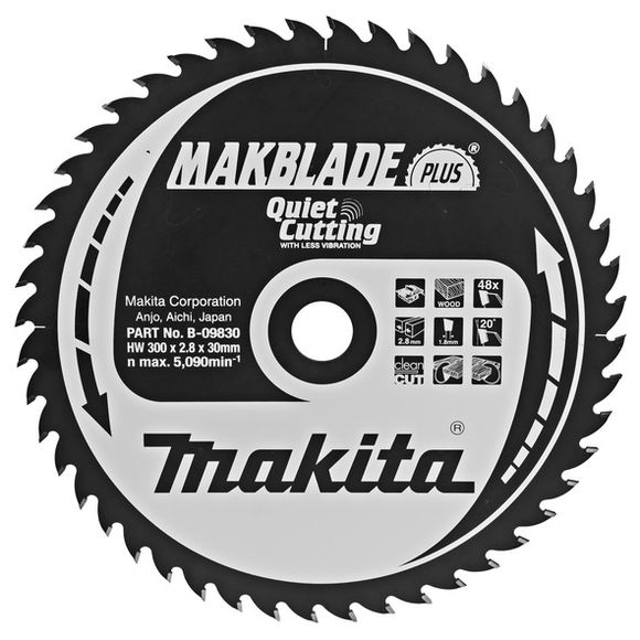 MAKITA MakBlade-Plus B-09830 Kotúč pílový D 300 x 30 mm na drevo (48 TCT zubov) 2.8 mm rez