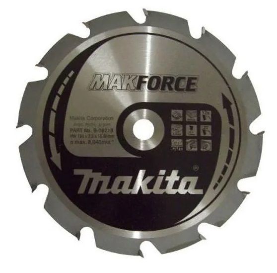 MAKITA MakForce B-08218 Kotúč pílový D 190 x 15.88 mm na drevo (12 TCT zubov) 2.2 mm rez
