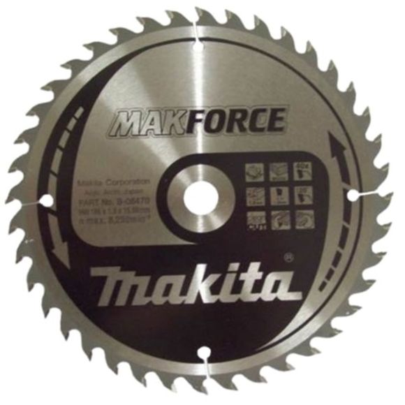 MAKITA MakForce B-08470 Kotúč pílový D 185 x 15.88 mm na drevo (40 TCT zubov) 1.8 mm rez