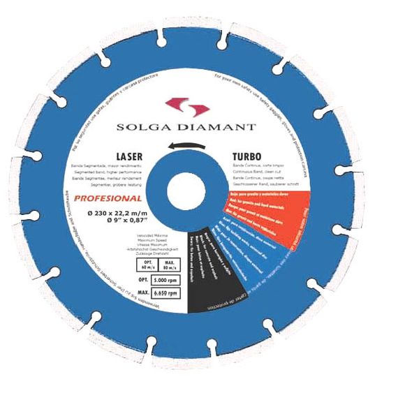 SOLGA LASER 13703350 Kotúč diamantový - rezací D 350mm univerzálny suchý rez pre ručné náradie f. modrá PROFI