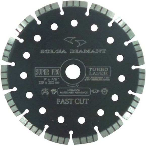 SOLGA TURBO - LASER 1340623010 Kotúč diamantový - rezací D 230mm na abrazívne materiály suchý rez pre ručné náradie f. čierna SUPER-PROFI